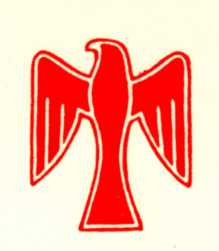 Fahne: Rote Falken-Emblem und Text: In Freundschaft / O.V. Sindlingen /  1956.